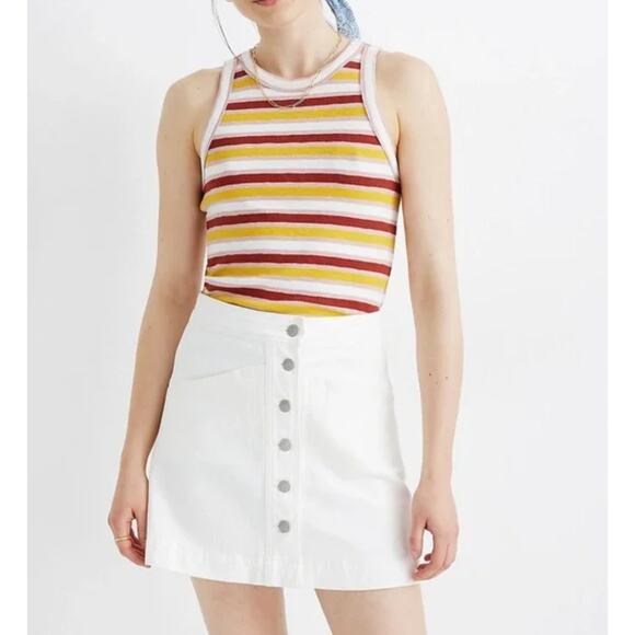 Madewell Dresses & Skirts - Madewell Stretch Denim A-Line Mini Skirt in Tile White: Button-Front Edition